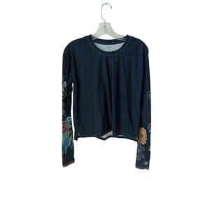 Johnny Was Bee Active Long Sleeve Owl Print Top Size XS